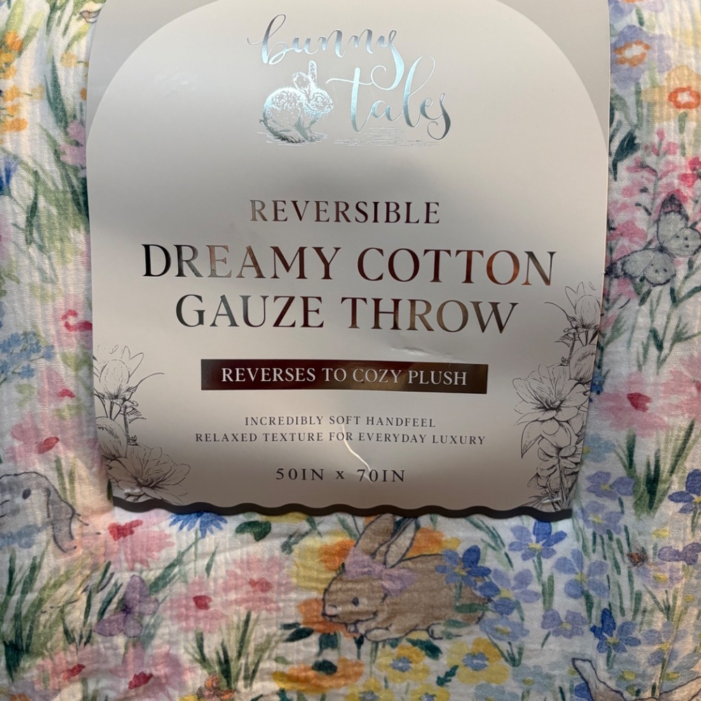 Envogue BunnyTales Dreamy Cotton Gauze Throw Easter Duck Green Plush NEW! - Picture 4 of 6